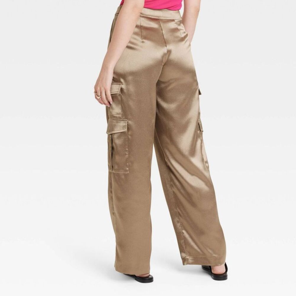 A New Day - Women's Straight Relaxed High Rise Satin Brown - Picture 2 of 3
